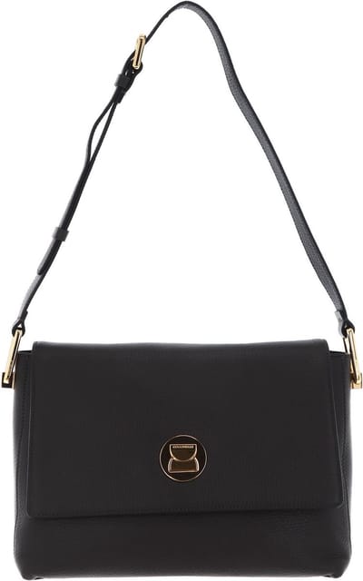 COCCINELLE Leren Schoudertas Liya Shoulderbag Bark / Noir Donkergroen