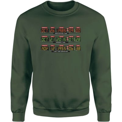 Back To The Future Destination Clock Sweatshirt - Green - XS