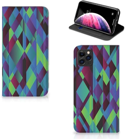 Book Case voor Apple iPhone 11 Pro Max Stand Case Abstract Green Blue