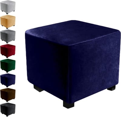 Voetenbankhoezen - Poefhoezen - Meubels beschermen - Elastisch fluweel - 30x30x30 cm - Bruin