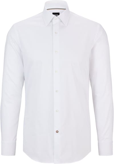 BOSS Hank slim fit overhemd - popeline - wit - Strijkvriendelijk - Boordmaat: 45
