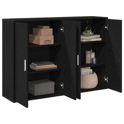 vidaXL - Dressoir - 2 - st - Zwart - Eiken - 60 - x - 31 - x - 84 - cm - Bewerkt - hout