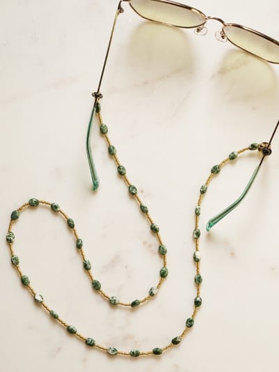 Zonnebril koord - Groen/gouden kralen - Hoge kwaliteit - Brillenkoordje goud / groen | SUNNY CORDS