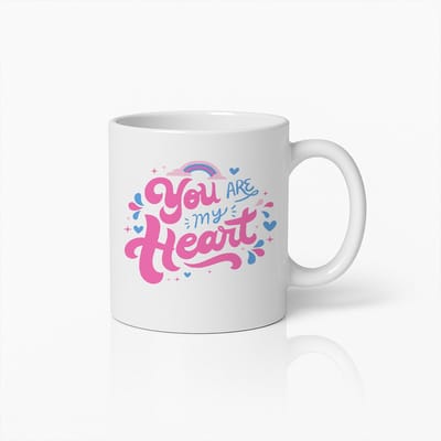 You Are My Heart Mok 330ml – Schattige Roze Liefdes Koffiebeker – Romantisch Cadeau voor Valentijnsdag, Stellen & Jubilea
