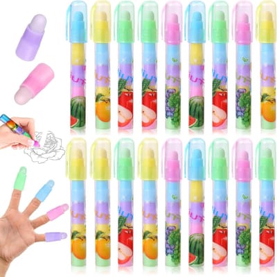 Set van 18 fruitvormige penstijl gum met stapelbare functie voor eenvoudig gebruik en opslag