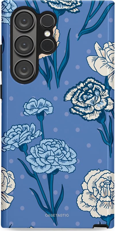 Casetastic hoesje geschikt voor Samsung Galaxy S23 Ultra - Dubbellaagse bescherming - Anjer melange - Fashion Case - Lavendel Petrol Zilver