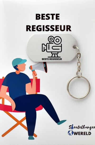 Beste Regisseur Sleutelhanger inclusief kaart – regisseur cadeau – beste Regisseur- Leuk kado voor je Regisseur om te geven - 2.9 x 5.4CM