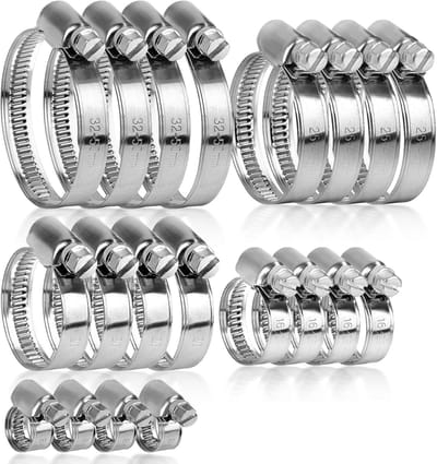 20 stuks slangklemmenset, slangklemmen roestvrij staal, slangklemmenset voor wasmachine, tuinslang, zwembad, buisklemmen, assortiment slangklemmen, 8-12 mm, 10-16 mm, 16-25 mm, 25-40 mm, 32-50 mm