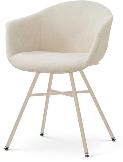 Nolon Noa-Otis Eetkamerstoel Cottonbeige - Beige Onderstel - Japandi - Armleuning - Comfortabel - Stoffen