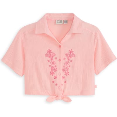 Scotch & Soda Girls S&s Girls Flowy Knotted Ss Shirt Lt Pastel Pink Taglia: M | Camicie Outlet | kids | Rosa