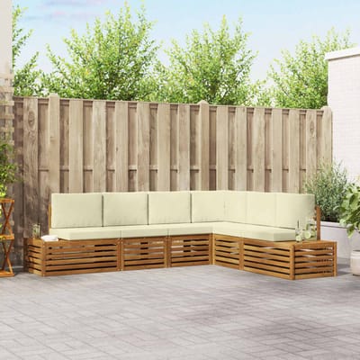 vidaXL - 6 - st - Buiten - bank - set - Massief - Acacia - Hout - en - Polyester