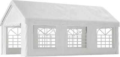 Tentgarage 3x6m - Auto Overkapping Tent - Garage Tent - Voertuigstalling - Dubbele Roldeuren - Afneembare Zijwanden - Grijs - 300x600x283cm