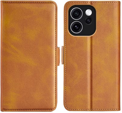 MobyDefend Hoesje - Geschikt voor Oppo Reno15 F / Oppo Reno15 FS - Luxe Wallet Book Case (Sluiting Zijkant) - Lichtbruin