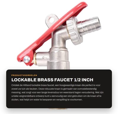 Dailygoods- Waterkraan met slot - Kranen - Buitenkranen - Kogelkraan - Tuinkraan - Messing materiaal - 1/2 inch schroefdraad - Tuinwaterkraan