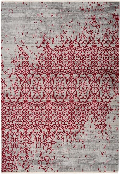 Goodivery ® Marokkaans Vintage Tapijt met Barokpatroon en Franjes - Rood Grijs - 160 x 230 cm