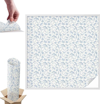 Tulup Raamfolie Anti inkijk - Citroenpatroon Anti inkijk Raamfolie - 100x100 cm - Wit Raamfolie Tegen inkijk - Zelfklevende Anti inkijk Folie Glas in Lood - Voor de keuken, het kantoor en de hal. - Zonwerende Raamfolie Glas in Lood