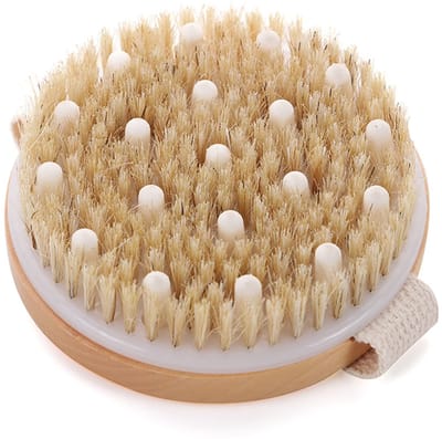Dailygoods- Massaborstel - Lichaamsborstel met Natuurlijke Haren - Peelingborstel - Droogborstel - Vermindert Cellulitis - Stimuleert Lymfefuncties