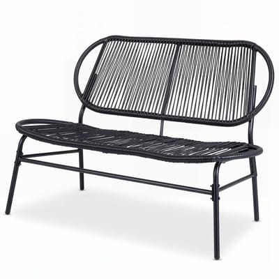 Tuinbank – Tuinbankjes weerbestendig - Tuinbanken - Loungebank - Balkon Set - Buitenbank - Zwart - 2 personen - Metaal