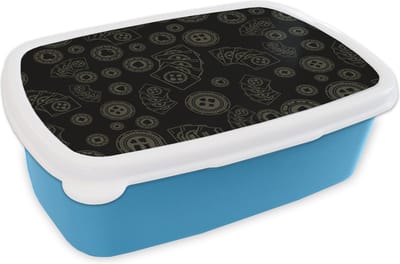 Broodtrommel Blauw - Lunchbox - Brooddoos - Casino - Poker - Chips - Patronen - 18x12x6 cm - Kinderen - Jongen