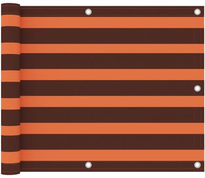 Balkonscherm - 75x600 cm - Oxford Stof - Oranje & Bruin Gestreept - Wind- & Waterdicht - XXL Privacy Doek - Incl. 24m Touw