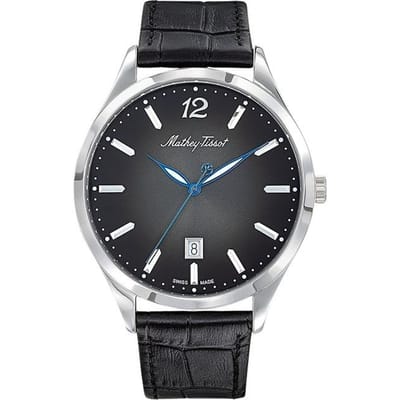 Mathey-Tissot Urban Leren Band Zwarte Wijzerplaat Quartz H411AN Herenhorloge zwart