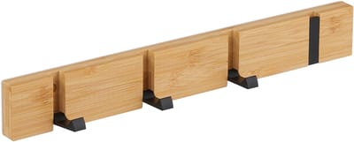 Homium Wandkapstok van bamboe 4 haken - hout - 40 cm - muurkapstok