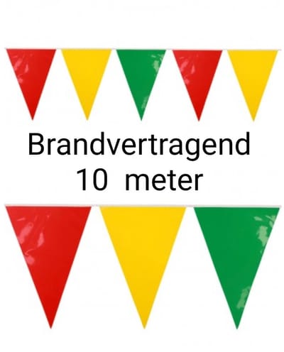 PVC Vlaggenlijn Brandvertragend/ Brandveilig, Rood- Geel-- Groen, 10 meter, Carnaval, Themafeest.