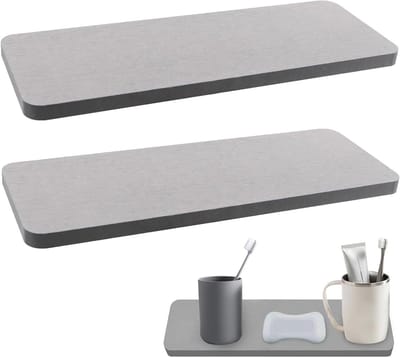 Waterabsorberende stenen voor gootsteen - Diatomiet tray, moderne coasters en zeepdish voor snel drogen van zeep, planten en toiletartikelen - Grijs