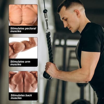 Triceps Touw voor Krachttraining - Nylon Tricep Touw met Handgreep voor Thuis en Sportschool, Ideaal voor Spieropbouw en Fitness