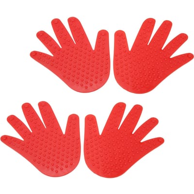 2 Paires Marqueurs Forme Main Taches Antidérapantes Paume Feuille Empreinte Main Entraînement Coordination Enfants Rouge