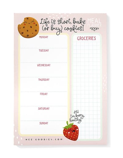 Maaltijdplanner A5 afscheurbaar Kawaii cute stationary menuplanner scheurblok boodschappenlijst weekmenu planner