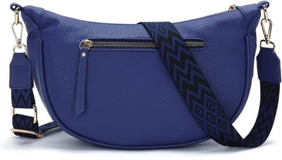 Shoulder Bag Women PU Leather Elegant Crescent Bag Waist Bag Ladies Crossbody with Wide Strap Lightweight Bag for Travel and Daily Use