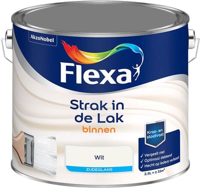 Flexa - Strak In De Lak Binnenlak Zijdeglans - Wit - Mengverf - 2,5 L