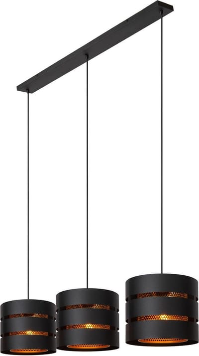 Lucide Hanglamp Rosas Zwart Messing 3xe27