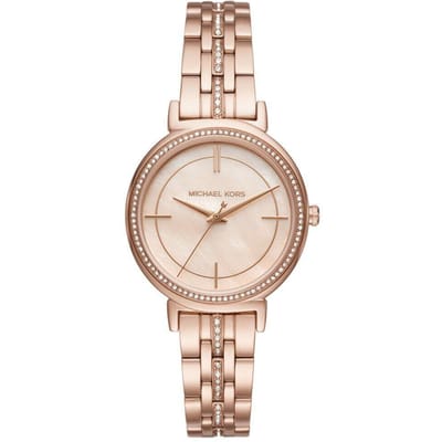 Michael Kors MK3643 Cinthia Moeder Van Parel Wijzerplaat Dameshorloge 33mm helder roze
