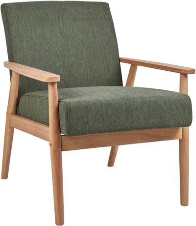 ESRUM - Fauteuil - Groen - Polyester/Rubberhout