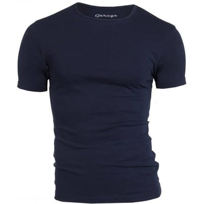Garage 201 - Bodyfit T-shirt ronde hals korte mouw navy M 95% katoen 5% elastan