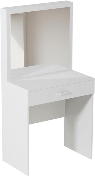 Kaptafel met Spiegel - Toilettafel Opmaakmeubel - Make-up Aanbrengen - Ruime Open Lade - 80x50x160 cm - Wit
