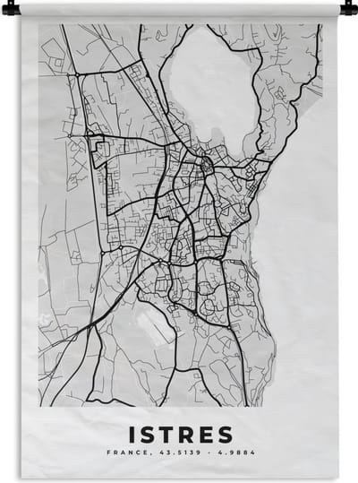 Wandkleed - Wanddoek - Frankrijk - Plattegrond - Kaart - Istres - Stadskaart - 120x180 cm - Wandtapijt