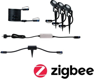 Plug & Shine Set Smart Home Zigbee 3.0 LED-tuinspots Sting IP67 3000K 3x6W 75VA Antraciet