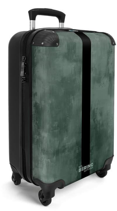 NoBoringSuitcases.com® - Handbagage koffer lichtgewicht - Reiskoffer trolley - Groene marmer met streep - Rolkoffer met wieltjes - Travel suitcase cabin - Reistrolley met TSA slot - Past binnen 55x40x20 en 55x35x25 - Kleine valiezen