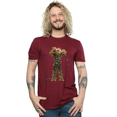 Star Wars Heren Chewbacca Kerstverlichting T-Shirt (Bourgondië)