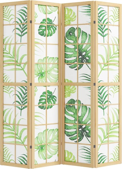 Homcom Room Divider-Vliesstof, Grenenhout-160L x 1,8B x 170H cm-Natuurlijk hout+Groen