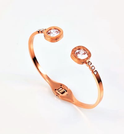 XING HE Bangle - Dames Roségoudkleurige Roestvrij Stalen Armband + Cadeauzakje