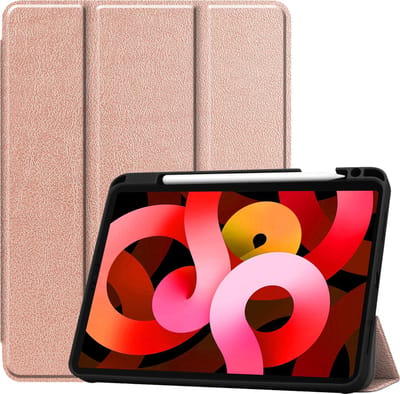 Hoesje Geschikt voor Apple iPad Air 5 (2022) - 10.9 inch - 5e Generatie - M1 - Dun & Stevig - Trifold Bookcase - Hard Cover Case - Met Uitsparing Geschikt voor Apple Pencil - Hardcover Book - Tablet Hoes - Rosé goud