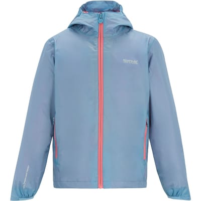 Regatta Waterdichte Shell Jas met hendel voor kinderen (Gewassen denim/perzikroze)