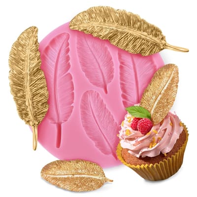Veer Mal Silicone – Veer Chocolade Mal – 0,3" Dik Roze 3D Ontwerp, Verschillende Maten Veren, Gemakkelijk te Gebruiken, Flexibel & Herbruikbaar, Werkt met Verschillende Materialen | voor Banket Taartdecoraties