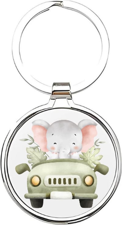 Akyol - olifanten Sleutelhanger - Olifant - dierenliefhebbers - olifantje - olli - safari - afrikaanse olifant - aziatische olifant - grijze olifant - mammoet - auto - sleutelhangers voor auto's olifant met slachttanden - slurf - 4 x 7,5 CM