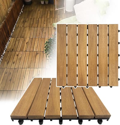 Houten Terrastegels - Balkon Vloer - Buiten Leven - Kliksysteem Drainage - 30x30cm - Bruin