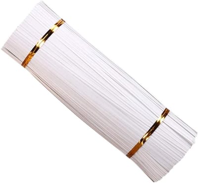 Kraft Papieren Draadtjes voor Voedselverpakking - Verstevigde Sluiting voor Zakjes, Bloemen en Cadeaus, 15cmx4mm, Wit